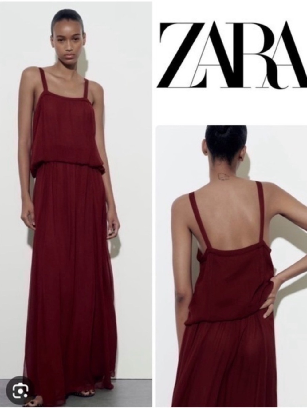 NWT ZARA BURGUNDY MIDI MAXI DRESS LIMITED EDITION CHIFFON FLOWY ETHEREAL FAIRY L